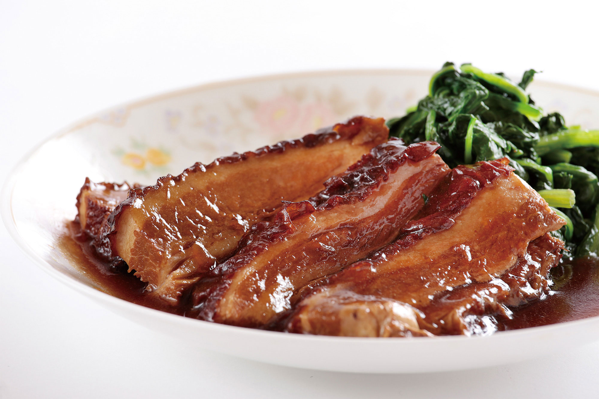 グランドメニュー / 豚バラ肉の醤油煮込み、青菜添え